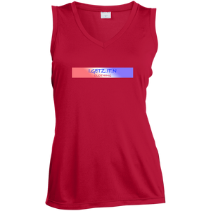 Women's Red White Blue Banner Sleeveless V-Neck