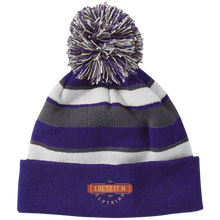 Igetzitn Clothing Logo Striped Beanie with Pom