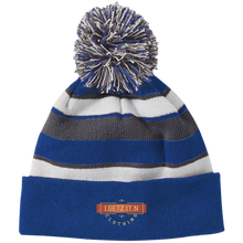 Igetzitn Clothing Logo Striped Beanie with Pom