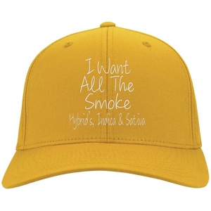 All The Smoke Wht Text Twill Cap