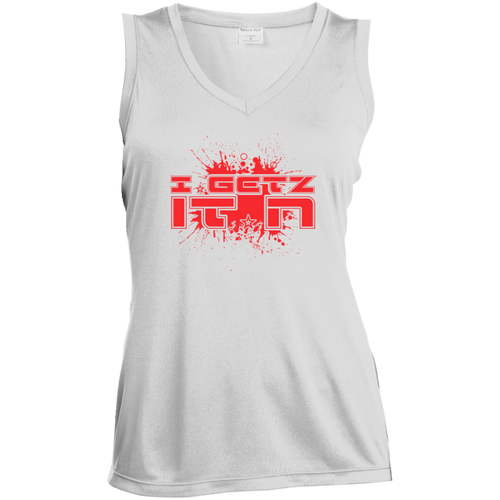 Women's Igetzitn paint logo RT Sleeveless V-Neck