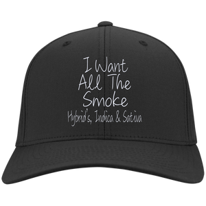 All The Smoke Wht Text Twill Cap