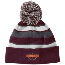 Igetzitn Clothing Logo Striped Beanie with Pom