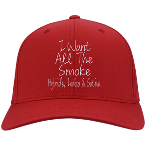 All The Smoke Wht Text Twill Cap