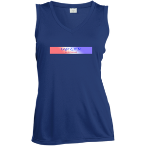 Women's Red White Blue Banner Sleeveless V-Neck