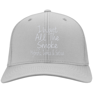 All The Smoke Wht Text Twill Cap