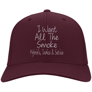 All The Smoke Wht Text Twill Cap