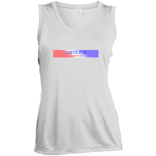 Women's Red White Blue Banner Sleeveless V-Neck