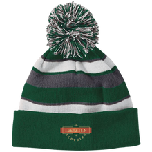 Igetzitn Clothing Logo Striped Beanie with Pom
